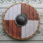Kuninglik k&auml;sit&ouml;&ouml;, 60,96 cm Knight Combat keskaegne s&otilde;dalane armor puidust kilp, Vikingi &uuml;mmargune kilp Parimad kingitused seinakaunistuseks