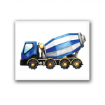 Ehituss&otilde;iduk Akvarell Seinakunst L&otilde;uendimaal Kallurauto Ekskavaator Buldooser Plakat Pilt Lastetoa kaunistus 21x30 No Frame
