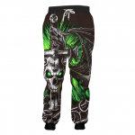 Dressip&uuml;ksid Meeste Cool Print Green Skull Horn 3D Jogger p&uuml;ksid vabaaja hip-hop t&auml;navar&otilde;ivad t&auml;ispikad p&uuml;ksid XL