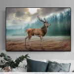 Metsapilv Hirved l&otilde;uendimaal Loomade plakatid ja tr&uuml;kised Seinapildid Seinamaal Elutuba Magamistuba Kodukaunistus Ilma raamita 20cm&times;40cm NoFrame