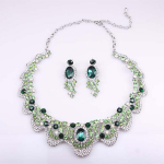 Roheline Crystal Diamond L&uuml;hike rangluu kaelakee K&otilde;rvar&otilde;ngaste Komplekt Kleit &Otilde;htus&ouml;&ouml;k Bankett Pruudi naiste ehted roheline