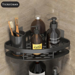 Vannitoa riiulid Vannitoa nurgariiul ilma puurimiseta Roostekindel ruum Alumiiniumist du&scaron;&scaron;ihoidik &Scaron;ampoonihoidik Vannitoa du&scaron;itarvikud thicken 1pcs must