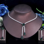 CMM Cubic Zirconia Tutsel Drop Naiste kihlus pulmakost&uuml;&uuml;mide kaelakee ja k&otilde;rvar&otilde;ngad pruutneitsi ehtekomplektid h&otilde;be