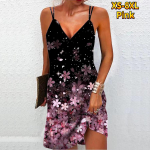 Naiste mood Seksikas 3D hajutatud roosa fluorestsentslilledega prindiga Olkadeta kleit avar V-kaelusega Camisole kleit XS