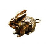 Vintage realistlik messingist Zodiac Animal Rabbit Miniatuurne v&otilde;tmehoidja ripatsauto S