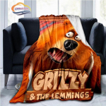 Grizzy and The Lemmings laste tekk Cartoon Bear hiir Flanell kohev tekk Diivanvoodi tekk matkatekk 150x180cm