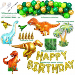 Peodekoratsioon Tume roheline lateks&otilde;hupall Suur alumiiniumfooliumist dinosaurus&otilde;hupallide komplekt Vihmakardinad Peo&otilde;hupall Dinosaur Theme Birthday Set