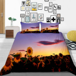 P&auml;evalillemustriga Deluxe majapidamises kasutatavate voodipesukomplekt t&auml;issuuruses tekikate ja padjap&uuml;&uuml;r Plant Print Pestav ja mugav magamistoa voodipesu UK Single 135x200cm