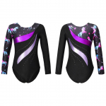 Lastele t&uuml;drukutele l&auml;ikiv kividekooriga v&otilde;imlemistrikood &Uuml;markaelusega pikkade varrukatega fitness-tantsu Bodysuit 3-4 Years lilla/must