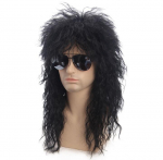 40 cm Meeste Cosplay Raskemetallist Parukas Pikad S&uuml;nteetilised Juuksepikendused Parukad Punk Puhv peakate Halloweeni Cosplay Rekvisiitide jaoks 37-40cm must