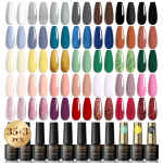 ROSALIND 38tk v&auml;rviline poolp&uuml;siv UV-geel-k&uuml;&uuml;nelakk koos alus- ja pealiskihiga Soak Off geellaki lakk Nail Art Design k&uuml;&uuml;nte geellakk