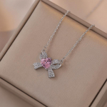 Bowknot Heart tsirkooniumoksiidist ripatsiga kaelakee naistele 2023 uus mood h&uuml;poallergeenne roostevabast terasest kett, ehted pulmade kihluspeo aksessuaarid