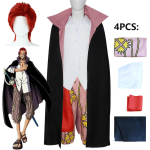 Anime Punaste Juustega Kaks Aastat Tagasi Shanks Cosplay Shanks Punane Parukas Kost&uuml;&uuml;m &Uuml;laosa P&uuml;ksid Pikk &Uuml;likond Halloweeni Peo &Uuml;htne &Uuml;likond L-(Costume+Wig) black
