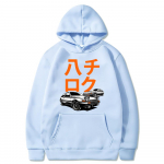 Kuum anime Initial D kapuutsiga sport meeste vabaaja t&auml;nava JDM autokultuuri vabaaja pullover S must