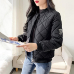 Naiste mood &uuml;hev&auml;rviline mantel, krae, ruuduline &otilde;huke pesapalli polsterdatud jope S must