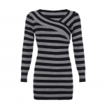 Elegantne triibuline silmkoeline kleit naiste s&uuml;gisene pikkade varrukatega &otilde;huke moodne pullover kampsun kleidid S must