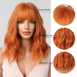 HAIRCUBE Orange Short Bob s&uuml;nteetilised parukad Natural Wave Juuksed Naiste Parukad tukkidega Igap&auml;evased Lolita kuumakindlad moeparukad