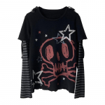 S&uuml;gis-talv Y2K subkultuuri T-s&auml;rk, pikkade varrukatega kunstlik kaheosaline Harajuku lahtised punk-t-s&auml;rgid vabaaja rock-emo-grunge esteetilised topid S