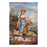 Renessansi esteetika Hans Zatzka maalide reproduktsioonitr&uuml;kised Plakat Noble Lady In the Garden L&otilde;uendimaal Seinakunst Cuadros 20x30cm no frame