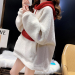 Lambaliha pl&uuml;&uuml;sist naiste kampsun, vaba vabaaja jakk M valge