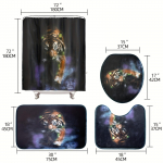 4 tk du&scaron;ikardina komplekt koos du&scaron;ikardina ja vaipadega Abstract Block libisemiskindel vannimatt WC kaane kate 12 konksu Vannitoa sisustus 4Pcs