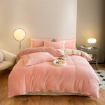 &Uuml;hev&auml;rviline piim sametist tikitud neljaosaline komplekt, paksendatud sooja flanellist korallsametist kahepoolne sametist kolmeosaline komplekt, neljaosaline tekikott 1.2m bed sheet model-3pcs