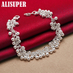 925 Sterling H&otilde;be Matte Full Beads Pallikett K&auml;ev&otilde;ru Ehted 20cm