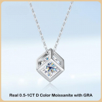 P&auml;ris S925 sterlingh&otilde;bedane 1 kat moissanite ripatsiga kaelakee naiste peole, peened ehted teemant kaelakee kaelakeed, kingitus 0.5 Carat