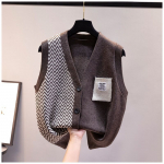 Kardigan Vest Naiste varrukateta &uuml;ler&otilde;ivad Kevad-s&uuml;gis kootud vest lahtine korea naiste V-kaelus, mugav kootud s&auml;rk XXXXL must