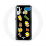 &Uuml;mbris Samsung Galaxy A20 Simpsonite kleebiste mustal taustal