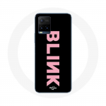 Coque pour Vivo Y21s 2021 / Y21 2021 Blink Fandom Blackpink Logo Rose Fond Noir