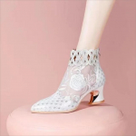 Uued suvised v&otilde;rkkangast hingavad sandaalid kividekoratsiooniga kujuga kontsad Retro Briti stiilis sandaalid Nahast saapad naistele 35 beež