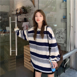 S&uuml;giskapslid Triibuline &uuml;lisuur kampsun Naiste Harajuku Pullovers Korea mood Paarid Sobivad pikkade varrukatega topid T&auml;navar&otilde;ivad XXL
