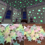 100 tk laste magamistoa fluorestseeruvad seinakleebised, mis helendavad pimedas t&auml;hed kollane/punane