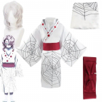 Uus Anime Demon Slayer Kimetsu No Yaiba Spider Oni Ayaki Rui Cosplay Unisex Kimono T&auml;iskomplektsed Halloweeni karnevalikost&uuml;&uuml;mid L-(Full set+wig)