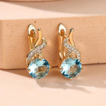 1 paar Charm Round Cut Aqua Blue Stone Drop Dangle K&otilde;rvar&otilde;ngad Vintage Infinity Hoop k&otilde;rvar&otilde;ngad naistele Armastavad l&otilde;putud pulmak&otilde;rvar&otilde;ngad merelaine