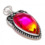Natural Bi-Color Tourmaline Gemstone 925 Sterling Silver Pendant 2.56 r5t33