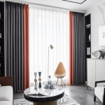 2TK konkskardin Kahekohaline avatud t&auml;ismagamistoaga kodu T&auml;ielik pimendav kardin Elutuba Elegantne maast laeni sobiv kardin W150&times;H270cm oranž