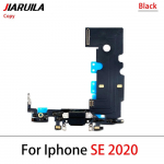 iPhone SE 2020 jaoks USB laadimisport, mikrofon, dokipesa pistikuplaat, painduv kaabel, varuosad Black Copy No IC