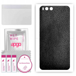 apgo Protective Skin Sticker for the back compatible with Xiaomi Mi 6, Wrap Film, Foil, Vinyl - Pattern Black Leather