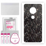 apgo Protective Skin Sticker for the back compatible with Motorola Moto G7 Plus, Wrap Film, Foil, Vinyl - Pattern Carbon Black Pixel