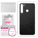 apgo Protective Skin Sticker for the back compatible with HTC Desire 20 Pro, Wrap Film, Foil, Vinyl - Pattern Black Honeycomb