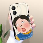 Armas koomiksimustriga kreemja tekstuuriga korpus, lainelise servaga pehme silikoonkaanega telefoni&uuml;mbris Xiaomi Redmi jaoks Redmi 10 valge