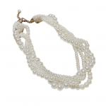 Mitmekihiline virnastatav kaelakee Twist kunstlikud p&auml;rlid Choker kaelakee Lihtne kampsun kett ehe kingitus valge