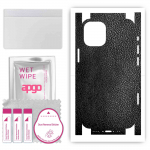 apgo Protective Skin Sticker for the back+sides compatible with Apple iPhone 12 mini, Full Wrap Film, Foil, Vinyl - Pattern Black Leather