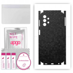 apgo Protective Skin Sticker for the back+sides compatible with Samsung Galaxy M32 5G, Full Wrap Film, Foil, Vinyl - Pattern Black Honeycomb