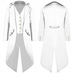 Meeste Steampunk Victorian jope gooti frakk kost&uuml;&uuml;m Vintage smoking mantlid XXXL valge