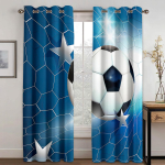 3D jalgpallim&auml;ngu akna kardinad elutuppa, magamistuppa, k&ouml;&ouml;ki, laste tuppa, kardinad 2 paneeli, tasuta saatmine 100W130H(CM)40x51in&Hook white