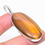 Natural Tiger Eye Gemstone Handmade 925 Sterling Silver Pendant 2.21 b5m36