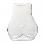 Tagumikukujuline veiniklaasist kruus, 450 ml klaastass, l&auml;bipaistev uudne naljakas tagumikuklaas, loominguline kehakuju